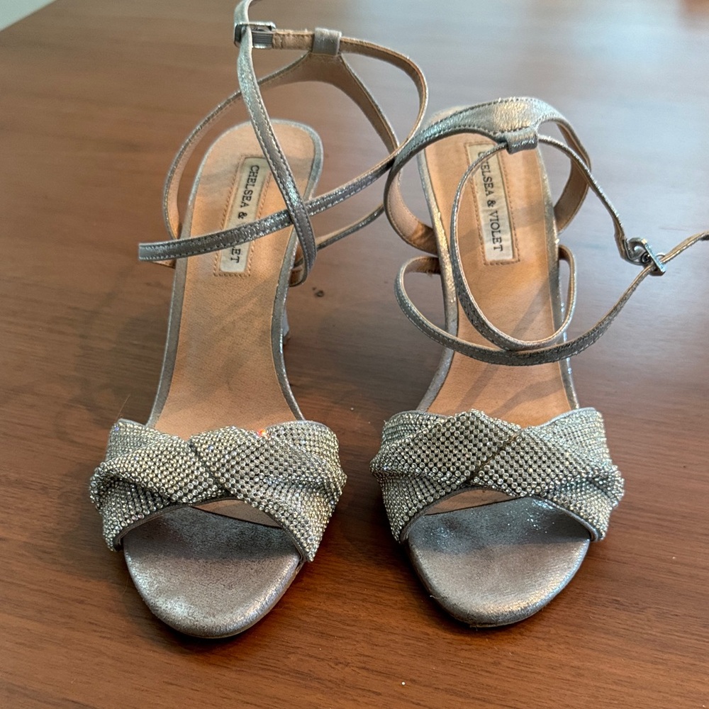 Chelsea & Violet Silver Strappy Heels